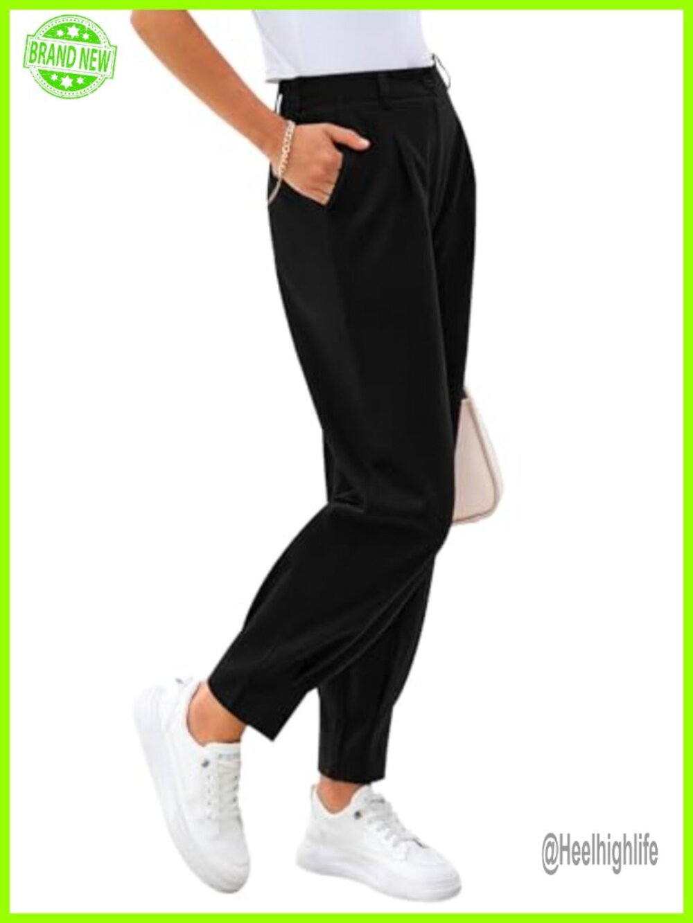 High Waisted Ankle Length Pants for Women Casual Work Trouser Slacks with